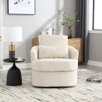 Poltrona a botte girevole a 360° rivestita in Teddy bianco da 32,68 pollici con base in metallo