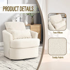 Poltrona a botte girevole a 360° rivestita in Teddy bianco da 32,68 pollici con base in metallo