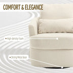 Poltrona a botte girevole a 360° rivestita in Teddy bianco da 32,68 pollici con base in metallo