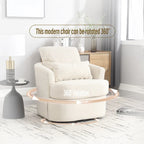 Poltrona a botte girevole a 360° rivestita in Teddy bianco da 32,68 pollici con base in metallo