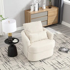 Poltrona a botte girevole a 360° rivestita in Teddy bianco da 32,68 pollici con base in metallo