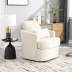 Poltrona a botte girevole a 360° rivestita in Teddy bianco da 32,68 pollici con base in metallo