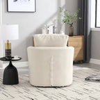 Poltrona a botte girevole a 360° rivestita in Teddy bianco da 32,68 pollici con base in metallo
