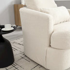 Poltrona a botte girevole a 360° rivestita in Teddy bianco da 32,68 pollici con base in metallo