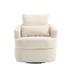 Poltrona a botte girevole a 360° rivestita in Teddy bianco da 32,68 pollici con base in metallo