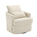Poltrona a botte girevole a 360° rivestita in Teddy bianco da 32,68 pollici con base in metallo