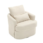 Poltrona a botte girevole a 360° rivestita in Teddy bianco da 32,68 pollici con base in metallo