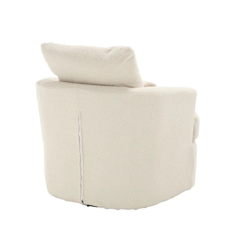 Poltrona a botte girevole a 360° rivestita in Teddy bianco da 32,68 pollici con base in metallo