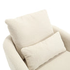 Poltrona a botte girevole a 360° rivestita in Teddy bianco da 32,68 pollici con base in metallo