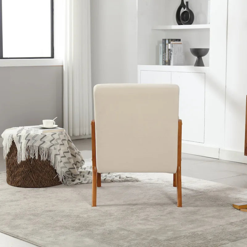 Poltrona moderna, poltrone lounge imbottite in legno massello con un cuscino per soggiorno, camera da letto, camera degli ospiti