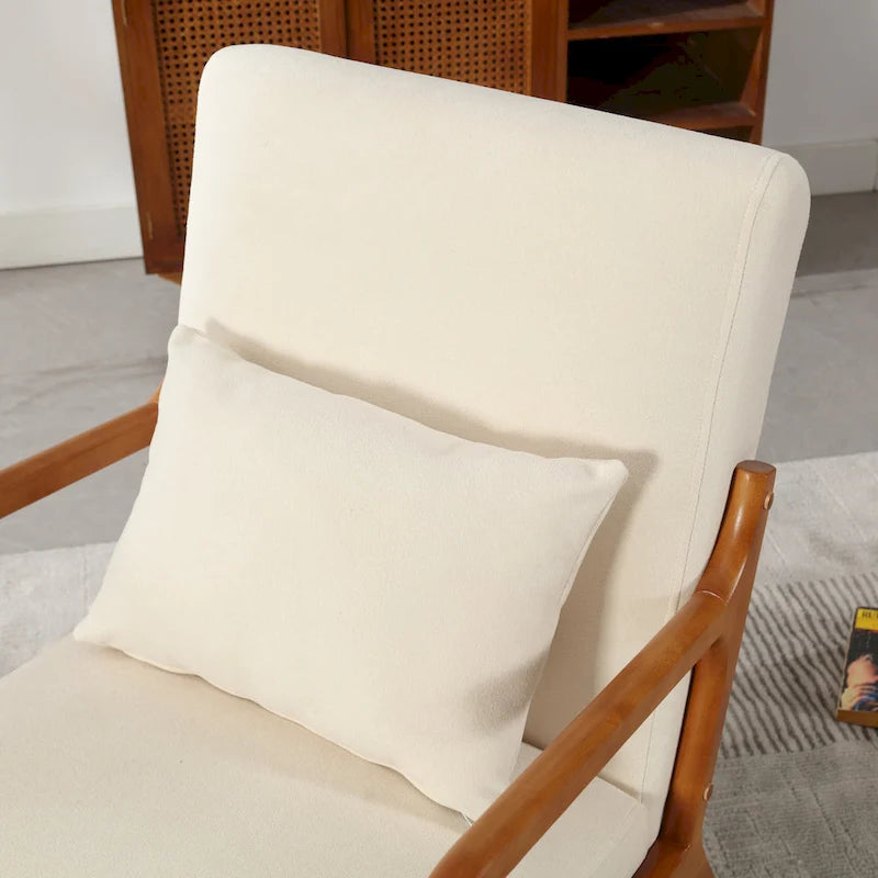 Poltrona moderna, poltrone lounge imbottite in legno massello con un cuscino per soggiorno, camera da letto, camera degli ospiti