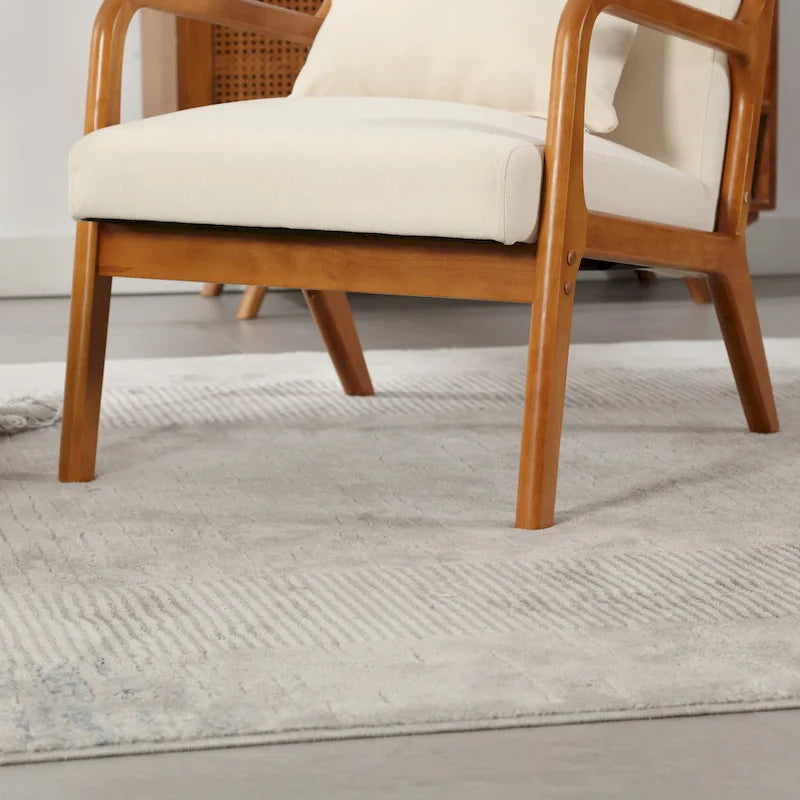 Poltrona moderna, poltrone lounge imbottite in legno massello con un cuscino per soggiorno, camera da letto, camera degli ospiti
