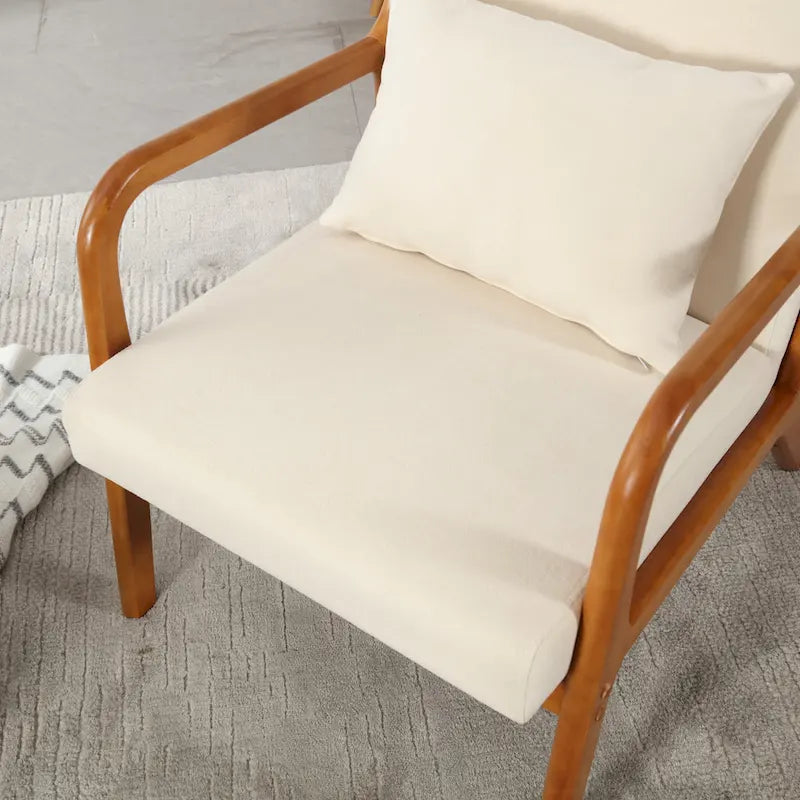 Poltrona moderna, poltrone lounge imbottite in legno massello con un cuscino per soggiorno, camera da letto, camera degli ospiti