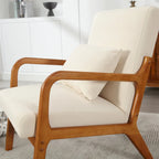 Poltrona moderna, poltrone lounge imbottite in legno massello con un cuscino per soggiorno, camera da letto, camera degli ospiti