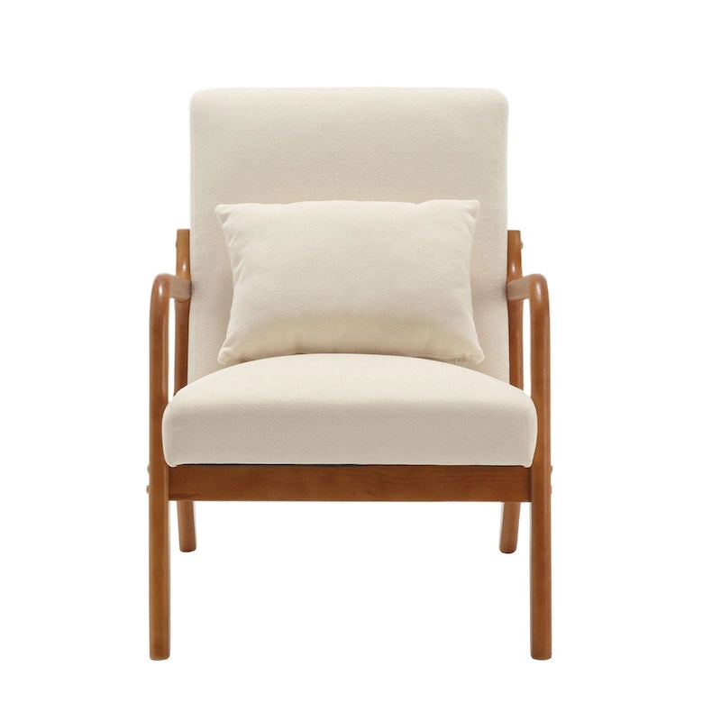 Poltrona moderna, poltrone lounge imbottite in legno massello con un cuscino per soggiorno, camera da letto, camera degli ospiti