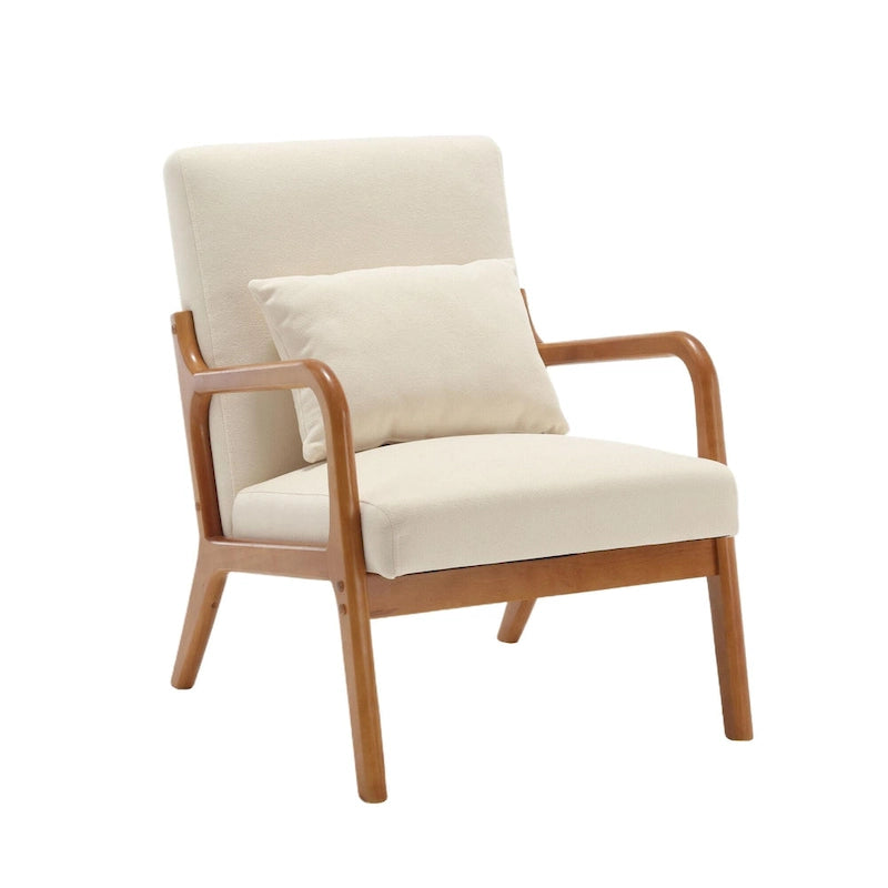 Poltrona moderna, poltrone lounge imbottite in legno massello con un cuscino per soggiorno, camera da letto, camera degli ospiti