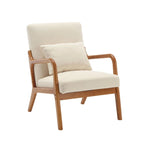 Poltrona moderna, poltrone lounge imbottite in legno massello con un cuscino per soggiorno, camera da letto, camera degli ospiti
