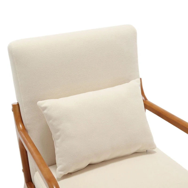Poltrona moderna, poltrone lounge imbottite in legno massello con un cuscino per soggiorno, camera da letto, camera degli ospiti