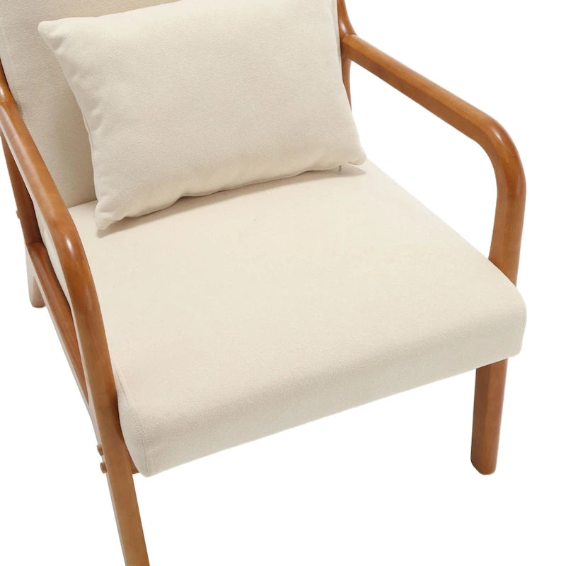 Poltrona moderna, poltrone lounge imbottite in legno massello con un cuscino per soggiorno, camera da letto, camera degli ospiti