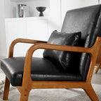 Poltrona moderna, poltrone lounge imbottite in legno massello con un cuscino per soggiorno, camera da letto, camera degli ospiti
