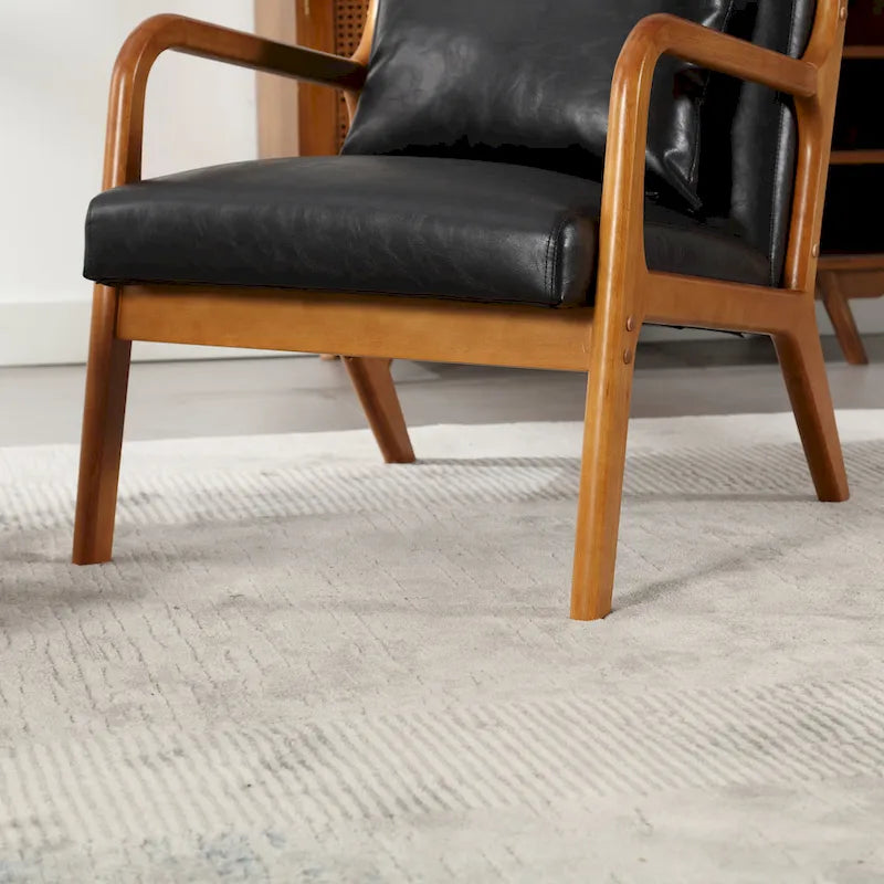 Poltrona moderna, poltrone lounge imbottite in legno massello con un cuscino per soggiorno, camera da letto, camera degli ospiti