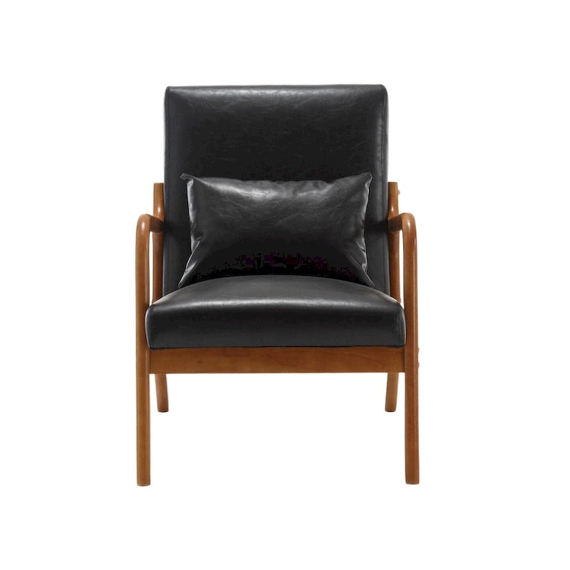 Poltrona moderna, poltrone lounge imbottite in legno massello con un cuscino per soggiorno, camera da letto, camera degli ospiti