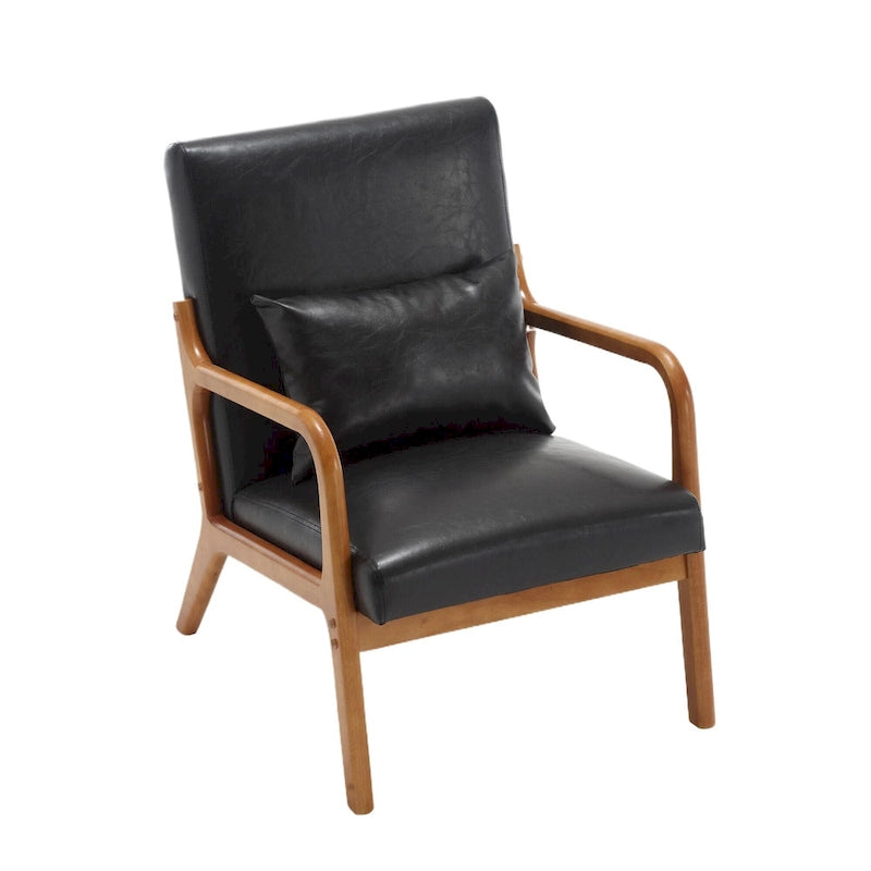 Poltrona moderna, poltrone lounge imbottite in legno massello con un cuscino per soggiorno, camera da letto, camera degli ospiti
