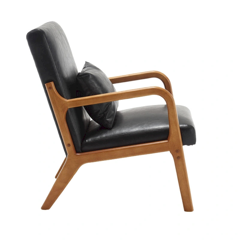 Poltrona moderna, poltrone lounge imbottite in legno massello con un cuscino per soggiorno, camera da letto, camera degli ospiti
