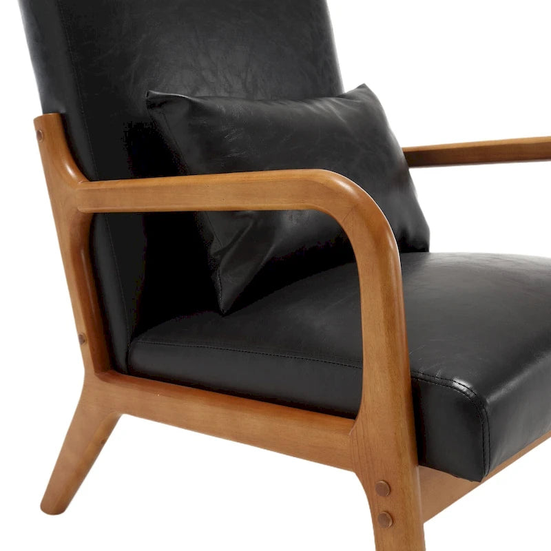 Poltrona moderna, poltrone lounge imbottite in legno massello con un cuscino per soggiorno, camera da letto, camera degli ospiti