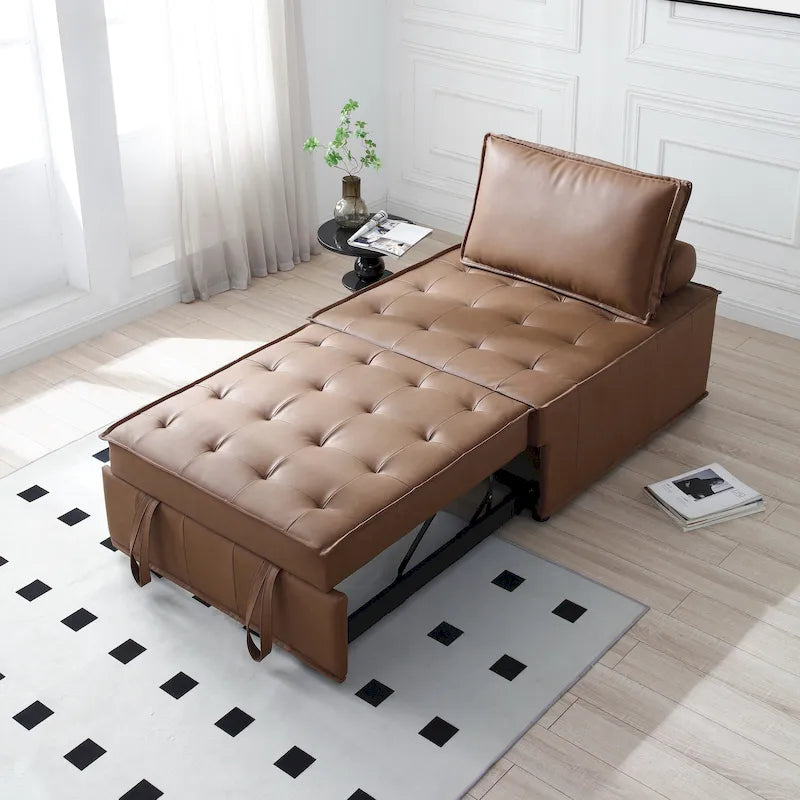 Pouf Letto Singolo in Similpelle 39 con Schienale Regolabile