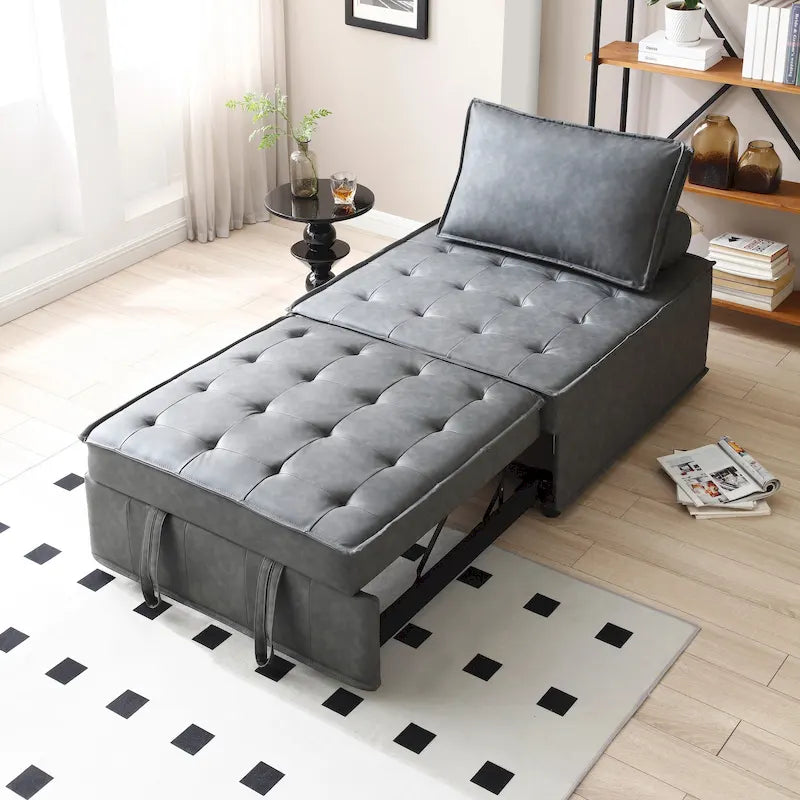 Pouf Letto Singolo in Similpelle 39 con Schienale Regolabile