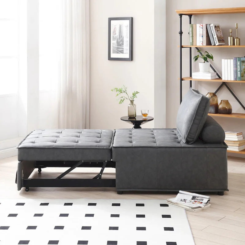 Pouf Letto Singolo in Similpelle 39 con Schienale Regolabile