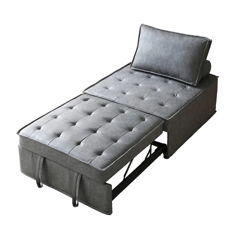 Pouf Letto Singolo in Similpelle 39 con Schienale Regolabile