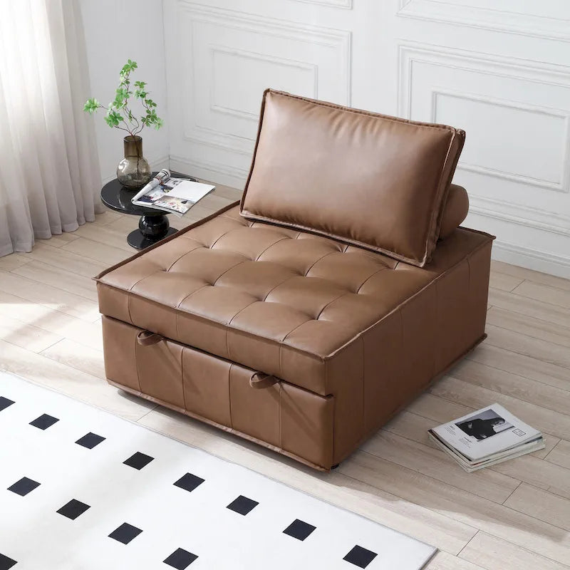 Pouf Letto Singolo in Similpelle 39 con Schienale Regolabile