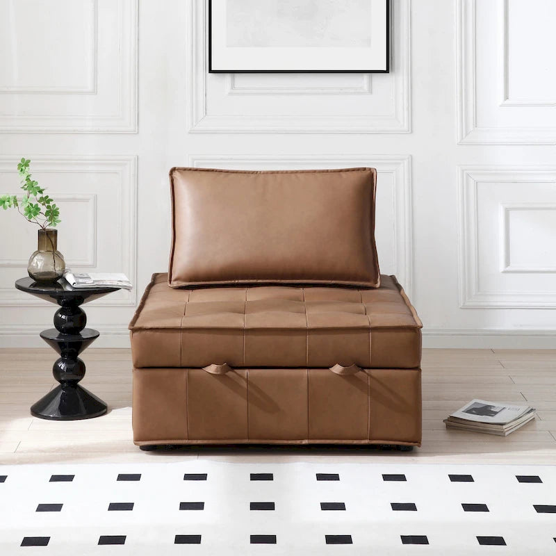 Pouf Letto Singolo in Similpelle 39 con Schienale Regolabile