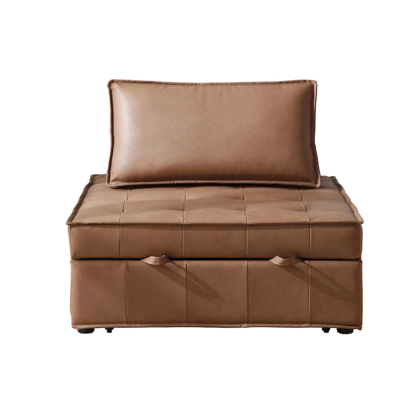 Pouf Letto Singolo in Similpelle 39 con Schienale Regolabile