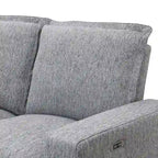 Divano componibile a L in lino grigio con reclinabili elettrici e USB