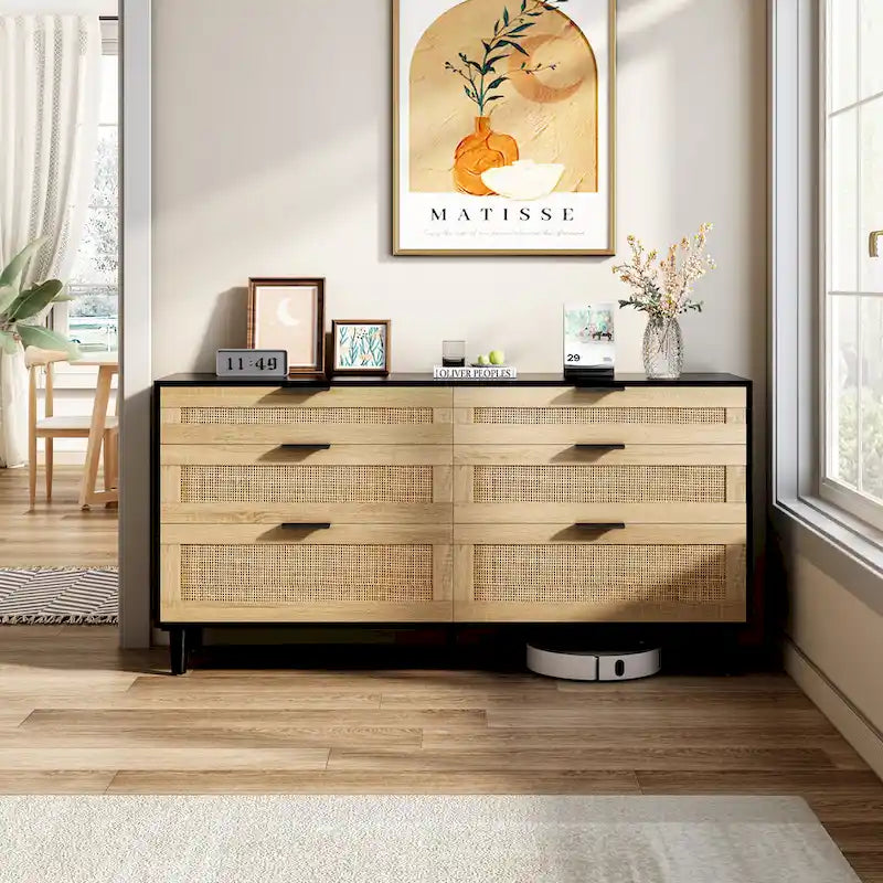 Cassettiera in rattan con cassetti per camera da letto
