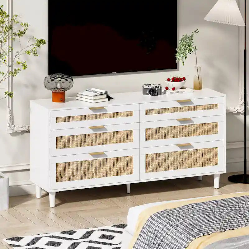 Cassettiera in rattan con cassetti per camera da letto