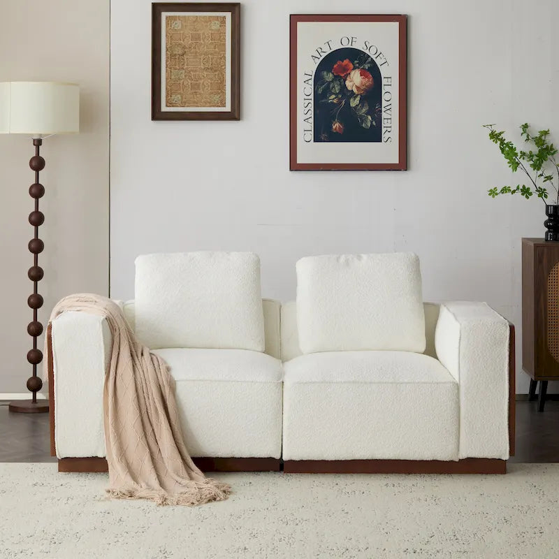 Divano modulare 2 posti beige larghezza 74