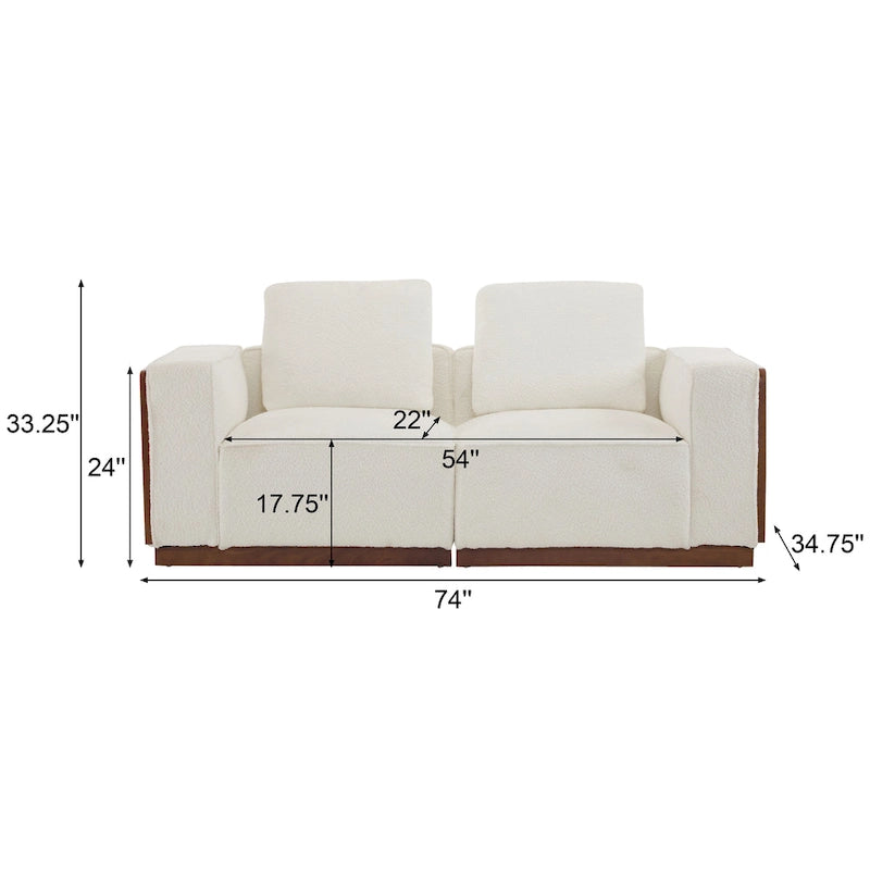 Divano modulare 2 posti beige larghezza 74