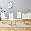 Set di sedie da pranzo in PU, sedie da pranzo nere dal design unico, materiale in PU, abbinate a gambe in metallo dorato (set da 4)