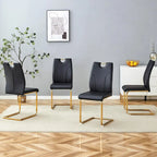 Set di sedie da pranzo in PU, sedie da pranzo nere dal design unico, materiale in PU, abbinate a gambe in metallo dorato (set da 4)