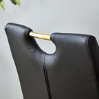 Set di sedie da pranzo in PU, sedie da pranzo nere dal design unico, materiale in PU, abbinate a gambe in metallo dorato (set da 4)