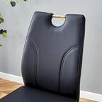 Set di sedie da pranzo in PU, sedie da pranzo nere dal design unico, materiale in PU, abbinate a gambe in metallo dorato (set da 4)