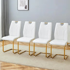 Set di sedie da pranzo in PU, sedie da pranzo nere dal design unico, materiale in PU, abbinate a gambe in metallo dorato (set da 4)