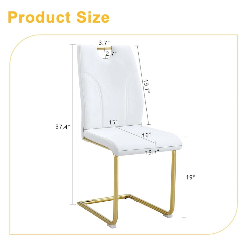 Set di sedie da pranzo in PU, sedie da pranzo nere dal design unico, materiale in PU, abbinate a gambe in metallo dorato (set da 4)