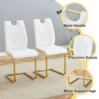 Set di sedie da pranzo in PU, sedie da pranzo nere dal design unico, materiale in PU, abbinate a gambe in metallo dorato (set da 4)