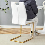 Set di sedie da pranzo in PU, sedie da pranzo nere dal design unico, materiale in PU, abbinate a gambe in metallo dorato (set da 4)
