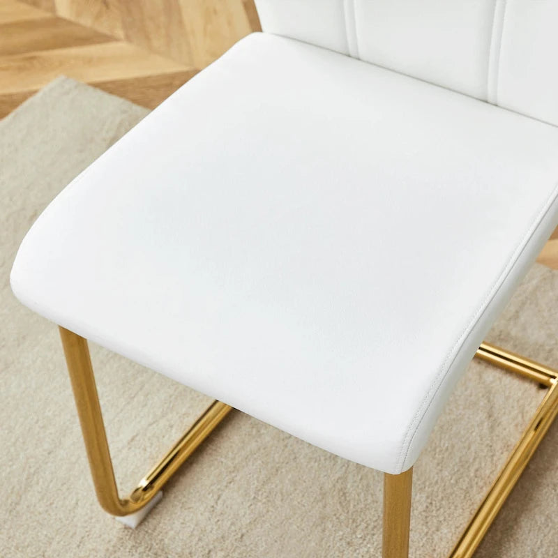 Set di sedie da pranzo in PU, sedie da pranzo nere dal design unico, materiale in PU, abbinate a gambe in metallo dorato (set da 4)